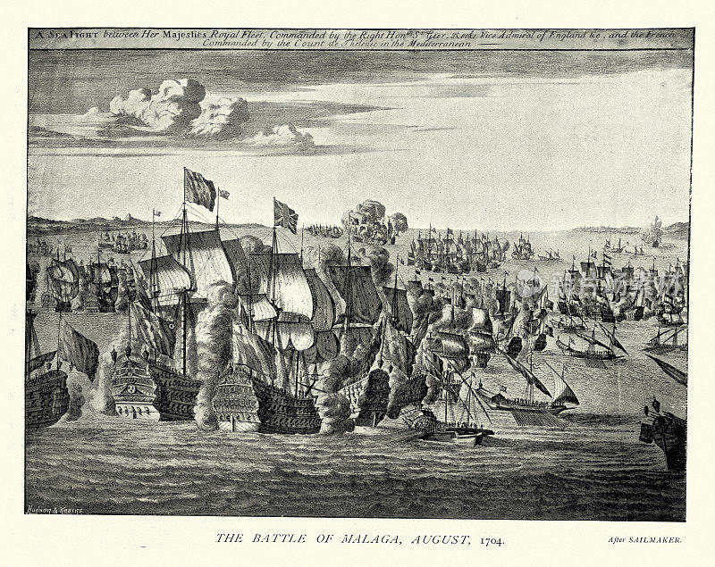 Battle of Málaga, 1704, during the War of the Spanish Succession between an Anglo-Dutch fleet and a French naval force